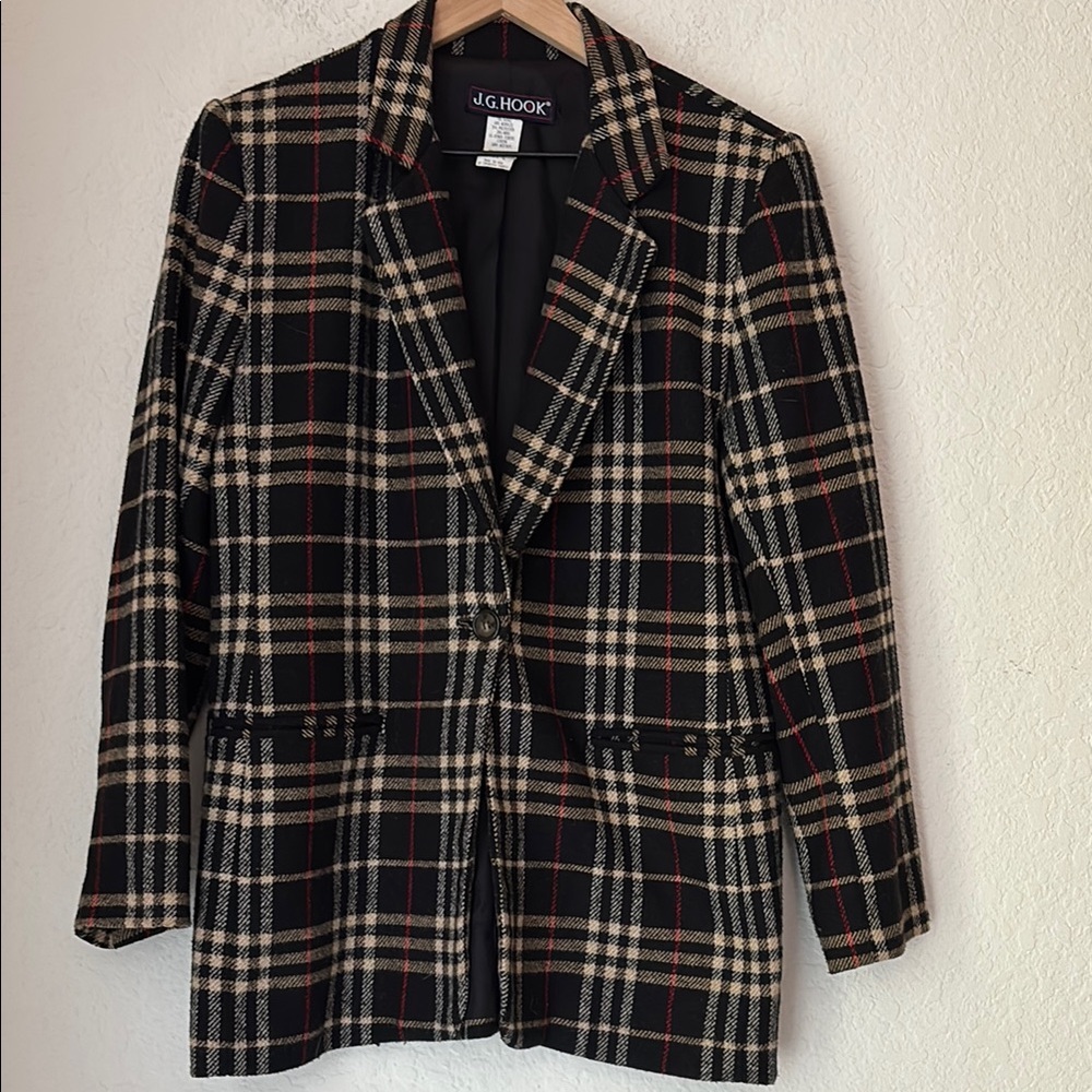 Women's Vintage wool blend plaid blazer by JG HOOK size 4